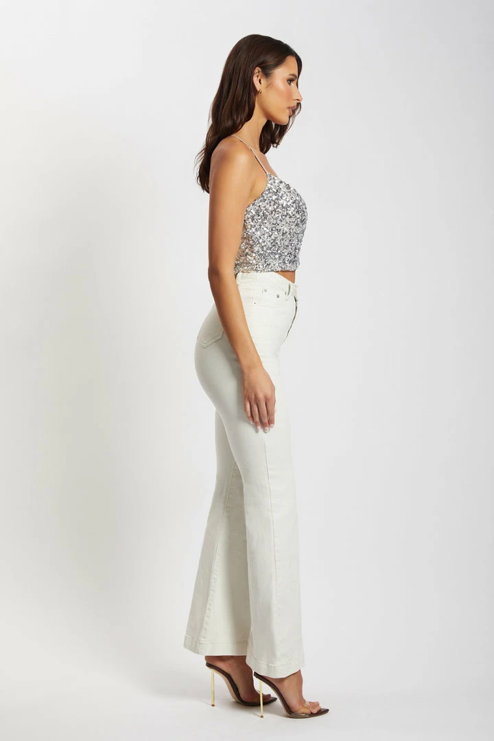 EMS Ebony Flare Full Length Jean - Ecru All Bottoms 9 EMS Ebony Flare Full Length Jean - Ecru All Bottoms