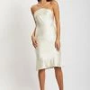 WNT Ivana Satin Halter Midi Dress- Cream