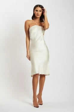 WNT Ivana Satin Halter Midi Dress- Cream 17 WNT Ivana Satin Halter Midi Dress- Cream