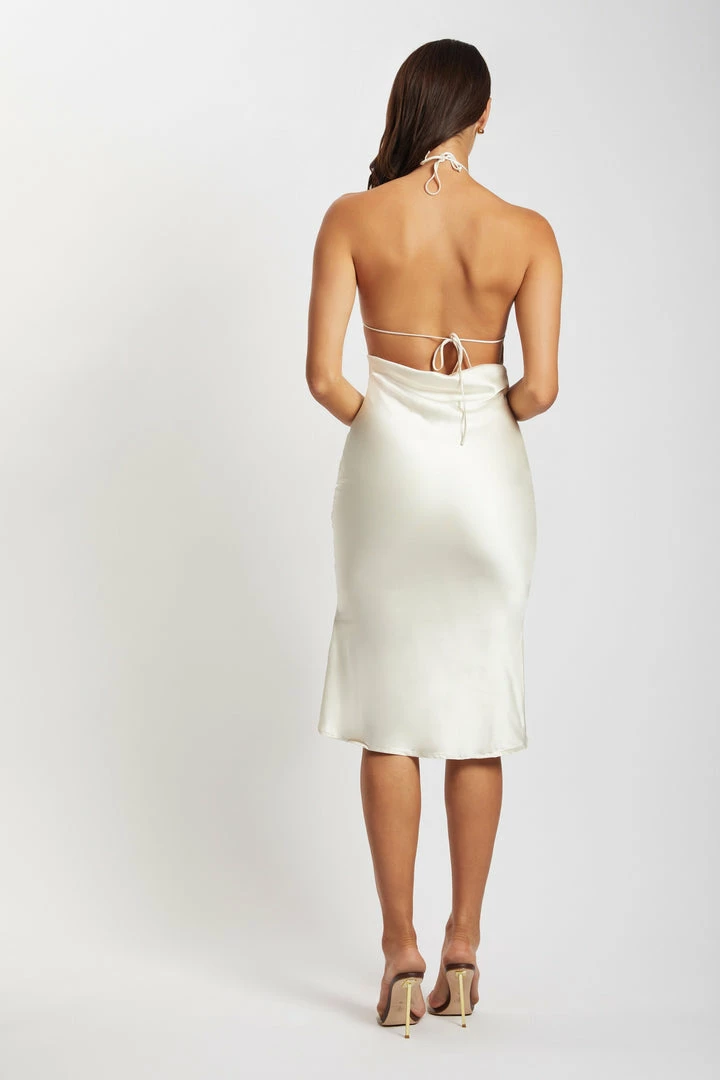 WNT Ivana Satin Halter Midi Dress- Cream 6 WNT Ivana Satin Halter Midi Dress- Cream