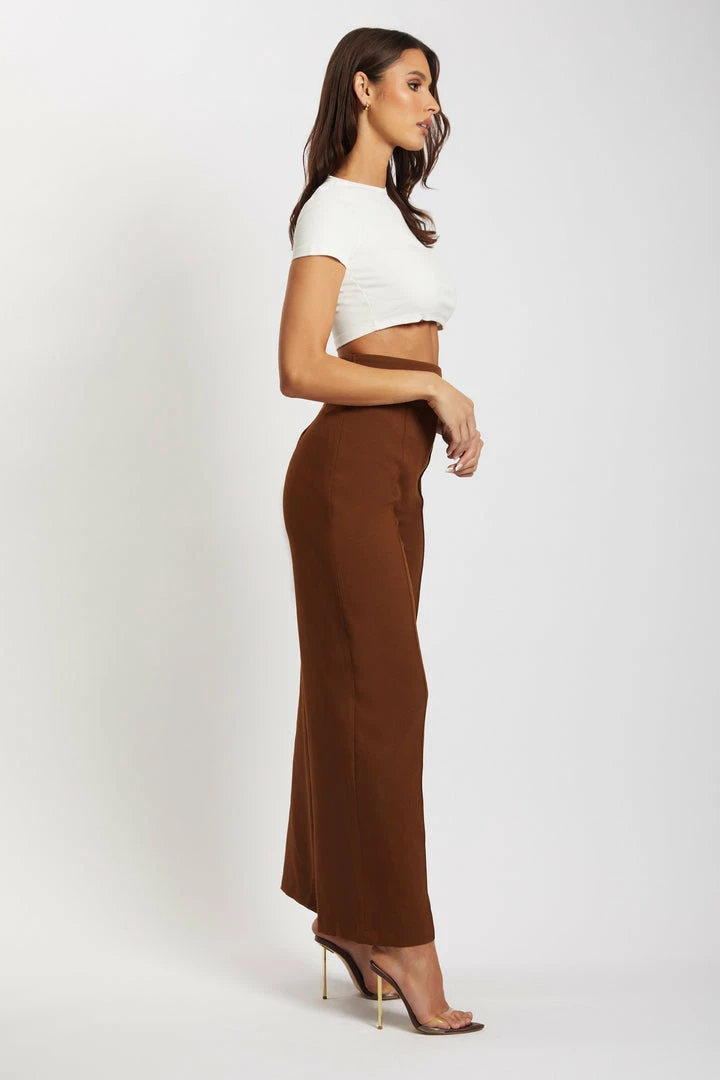 QNG Natasha Wide Leg Pants With Waistband - Chocolate 5 QNG Natasha Wide Leg Pants With Waistband - Chocolate