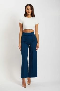 QNG All Bottoms Natasha Wide Leg Pants With Waistband - Navy 13 QNG All Bottoms Natasha Wide Leg Pants With Waistband - Navy