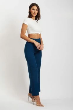 QNG All Bottoms Natasha Wide Leg Pants With Waistband - Navy 14 QNG All Bottoms Natasha Wide Leg Pants With Waistband - Navy