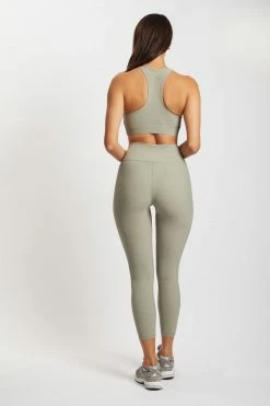 HNG Kenia Ribbed Halter Sports Bra - Sage