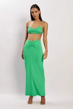 WXI Amber Ruched Maxi Skirt - Green 24 WXI Amber Ruched Maxi Skirt - Green