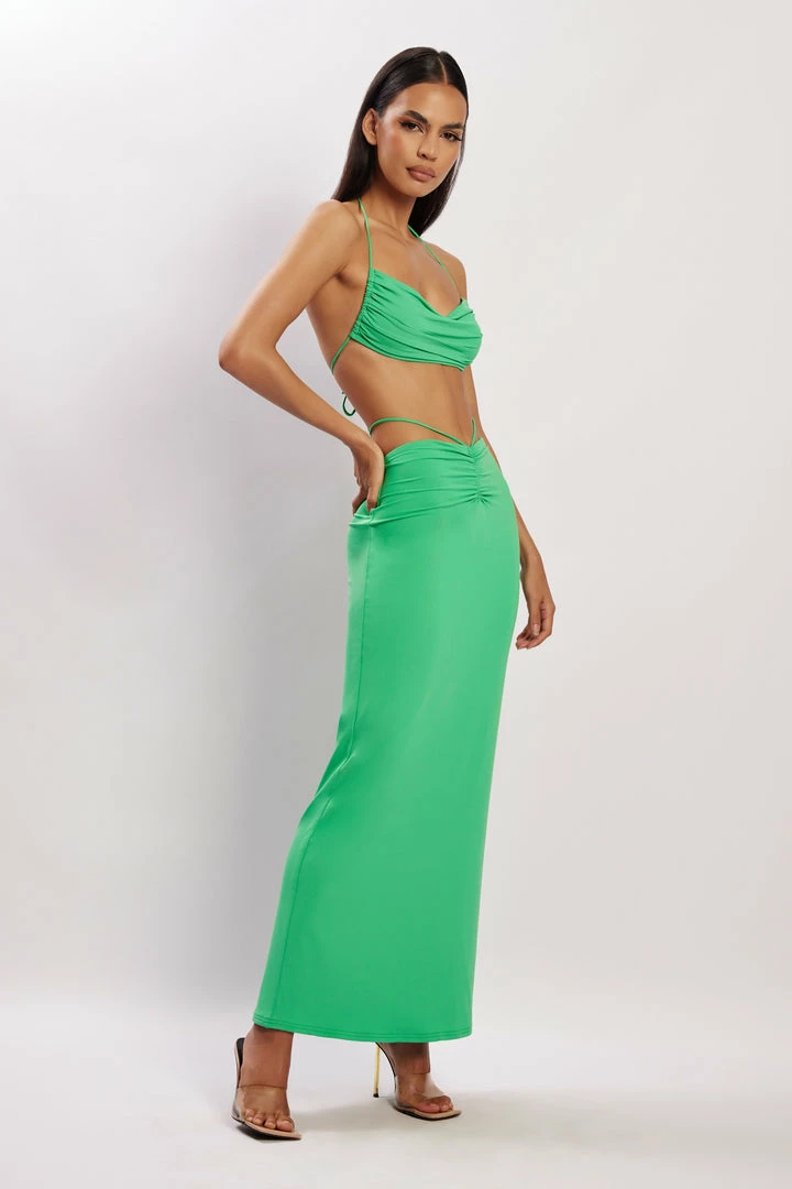 WXI Amber Ruched Maxi Skirt - Green 13 WXI Amber Ruched Maxi Skirt - Green