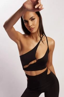WXI Mavis Beaded Cutout Crop Top - Black All Tops