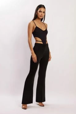 WXI Steph Cut Out Bodysuit With Hardware - Black All Tops 12 WXI Steph Cut Out Bodysuit With Hardware - Black All Tops