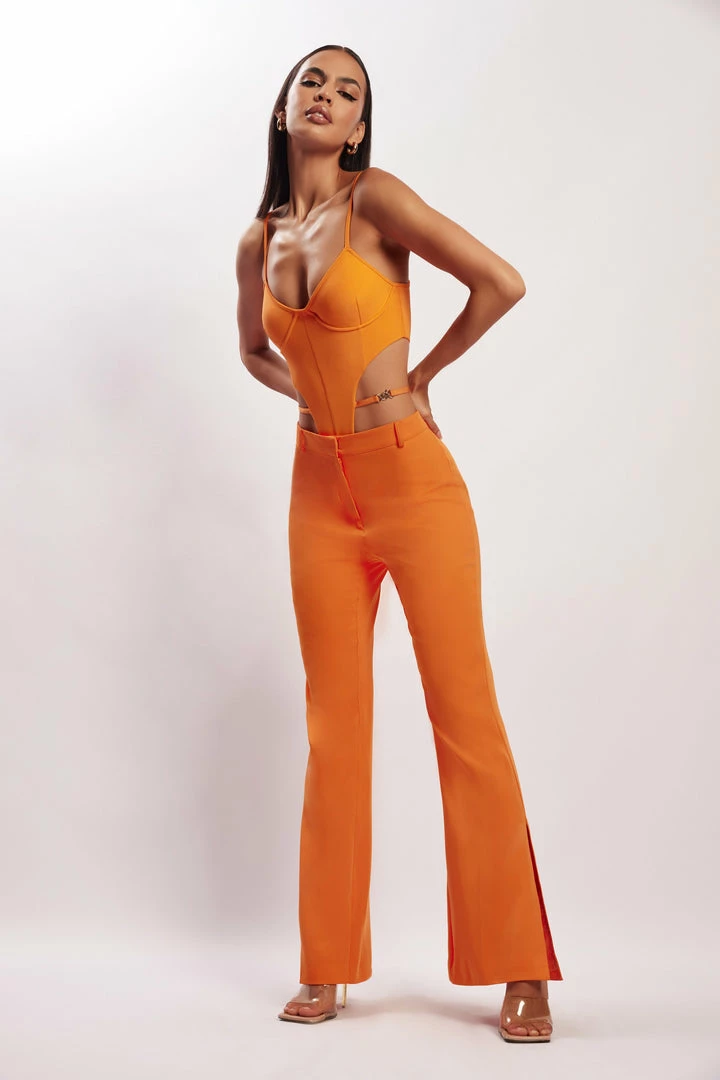 WXI All Tops Steph Cut Out Bodysuit With Hardware - Tangerine 7 WXI All Tops Steph Cut Out Bodysuit With Hardware - Tangerine