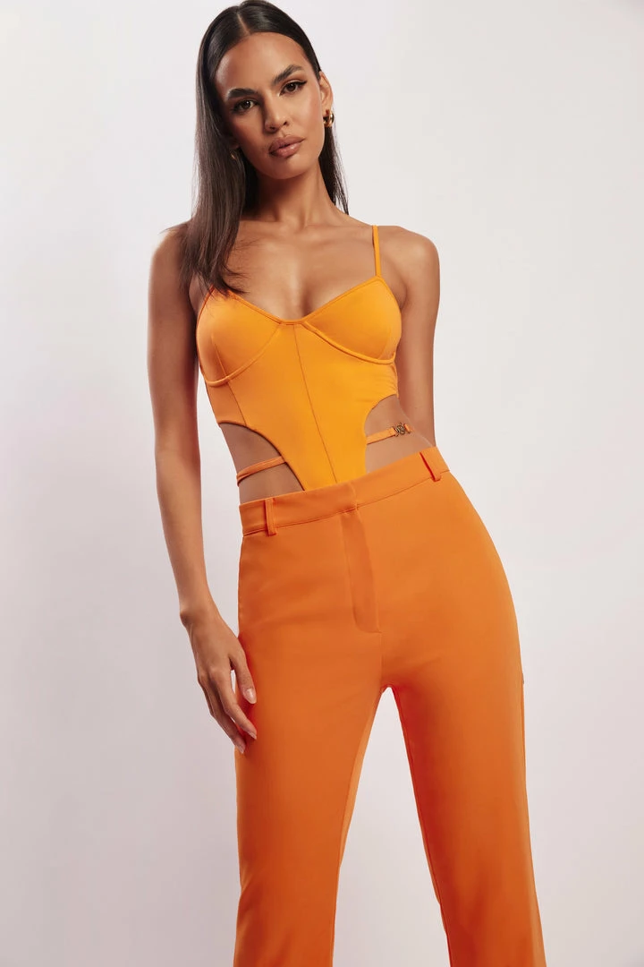 WXI All Tops Steph Cut Out Bodysuit With Hardware - Tangerine 6 WXI All Tops Steph Cut Out Bodysuit With Hardware - Tangerine