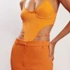 WXI All Tops Steph Cut Out Bodysuit With Hardware - Tangerine