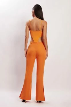 WXI All Tops Steph Cut Out Bodysuit With Hardware - Tangerine