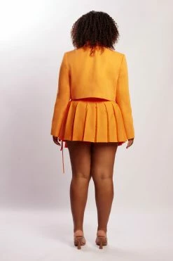 WNT Halle Pleated Wrap Mini Skirt - Tangerine