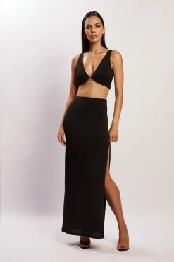 AMC Nicole Hook And Eye Maxi Skirt - Black