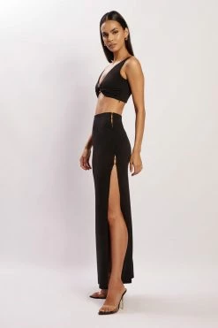AMC Nicole Hook And Eye Maxi Skirt - Black