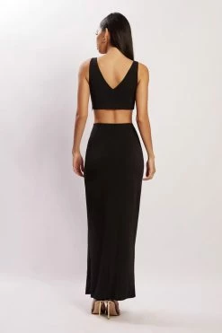 AMC Nicole Hook And Eye Maxi Skirt - Black