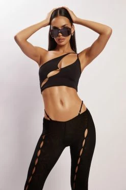 WXI Mavis Beaded Cutout Crop Top - Black All Tops 16 WXI Mavis Beaded Cutout Crop Top - Black All Tops