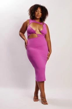 WXI DRESSES Bea Cut Out Midi Dress - Violet