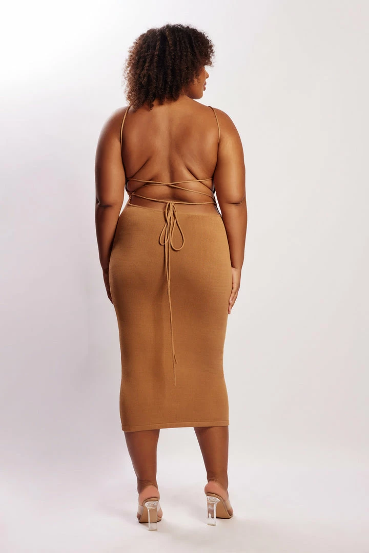 SOP Kelly Cross Back Square Neck Dress - Almond DRESSES 9 SOP Kelly Cross Back Square Neck Dress - Almond DRESSES