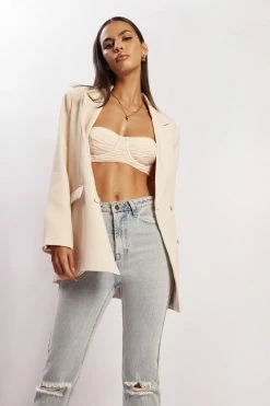 FTH All Tops Tessa Mesh Ruched Cup Bralette - Cream 14 FTH All Tops Tessa Mesh Ruched Cup Bralette - Cream