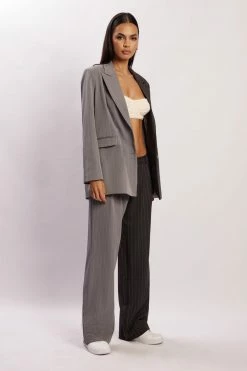 WNT Madison Two Tone Oversized Blazer - Grey Two Tone Two Piece Sets