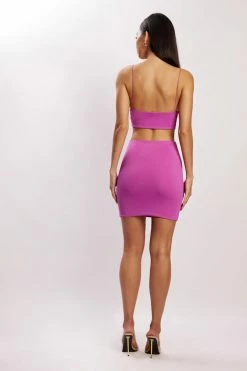 WXI All Tops Montana Ruched Cut Out Crop Top - Violet 19 WXI All Tops Montana Ruched Cut Out Crop Top - Violet