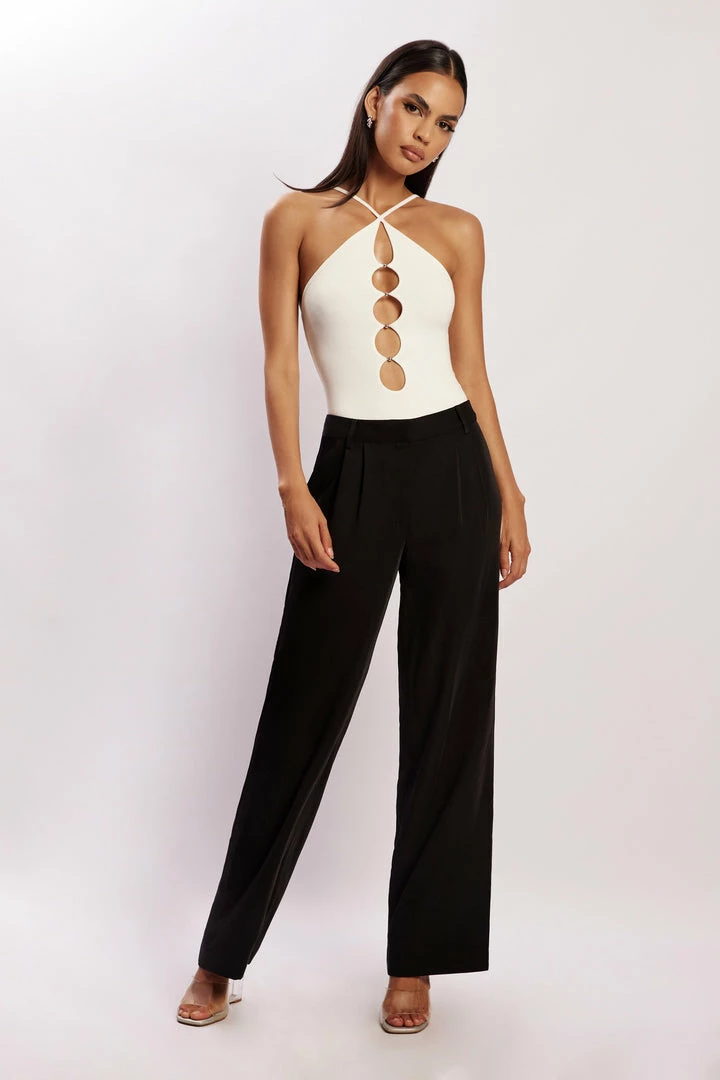 WXI Etta Beaded Cutout Bodysuit - White All Tops 5 WXI Etta Beaded Cutout Bodysuit - White All Tops