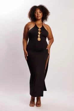 WXI Ally Beaded Halter Maxi Dress - Black DRESSES 14 WXI Ally Beaded Halter Maxi Dress - Black DRESSES