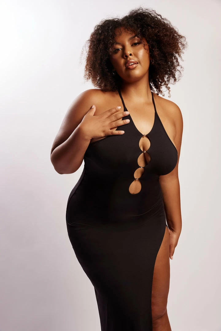 WXI Ally Beaded Halter Maxi Dress - Black DRESSES 7 WXI Ally Beaded Halter Maxi Dress - Black DRESSES