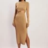 EMS Mila Twist Front Knit Midi Dress - Almond DRESSES