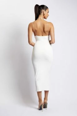 WXI Indiana Ruched Cut Out Midi Dress - White DRESSES