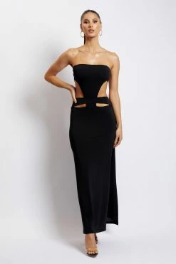 AMC Maxi Dresses Marissa Strapless Maxi Dress With Waist Tie - Black