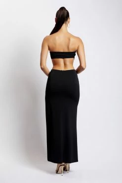 AMC Maxi Dresses Marissa Strapless Maxi Dress With Waist Tie - Black