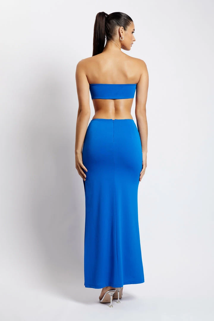 AMC Marissa Strapless Maxi Dress With Waist Tie - Cobalt Blue DRESSES 3 AMC Marissa Strapless Maxi Dress With Waist Tie - Cobalt Blue DRESSES