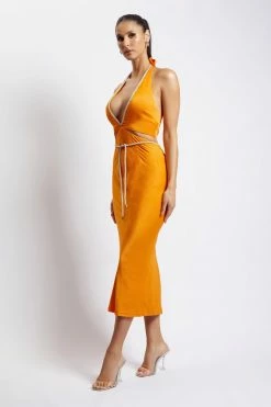 JLW Lila Diamante Rope Midi Dress - Mandarin