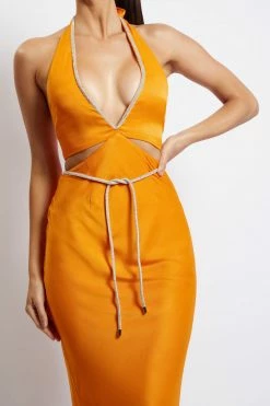 JLW Lila Diamante Rope Midi Dress - Mandarin