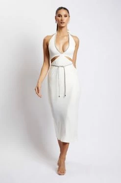 JLW Lila Diamante Rope Midi Dress - White DRESSES