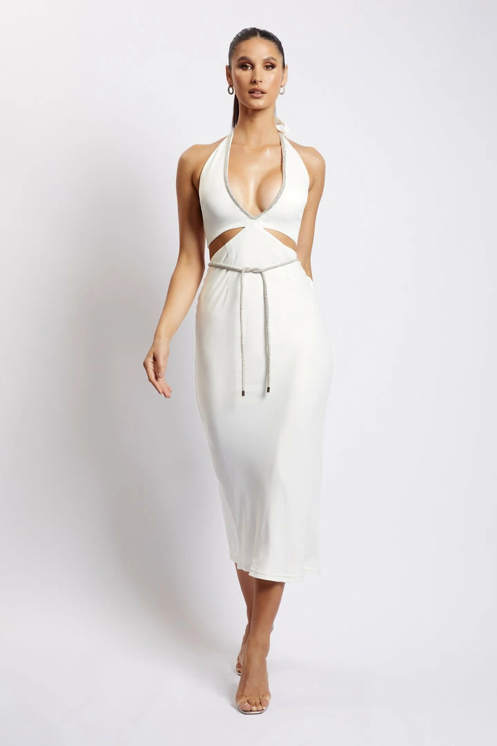 JLW Lila Diamante Rope Midi Dress - White DRESSES 1 JLW Lila Diamante Rope Midi Dress - White DRESSES