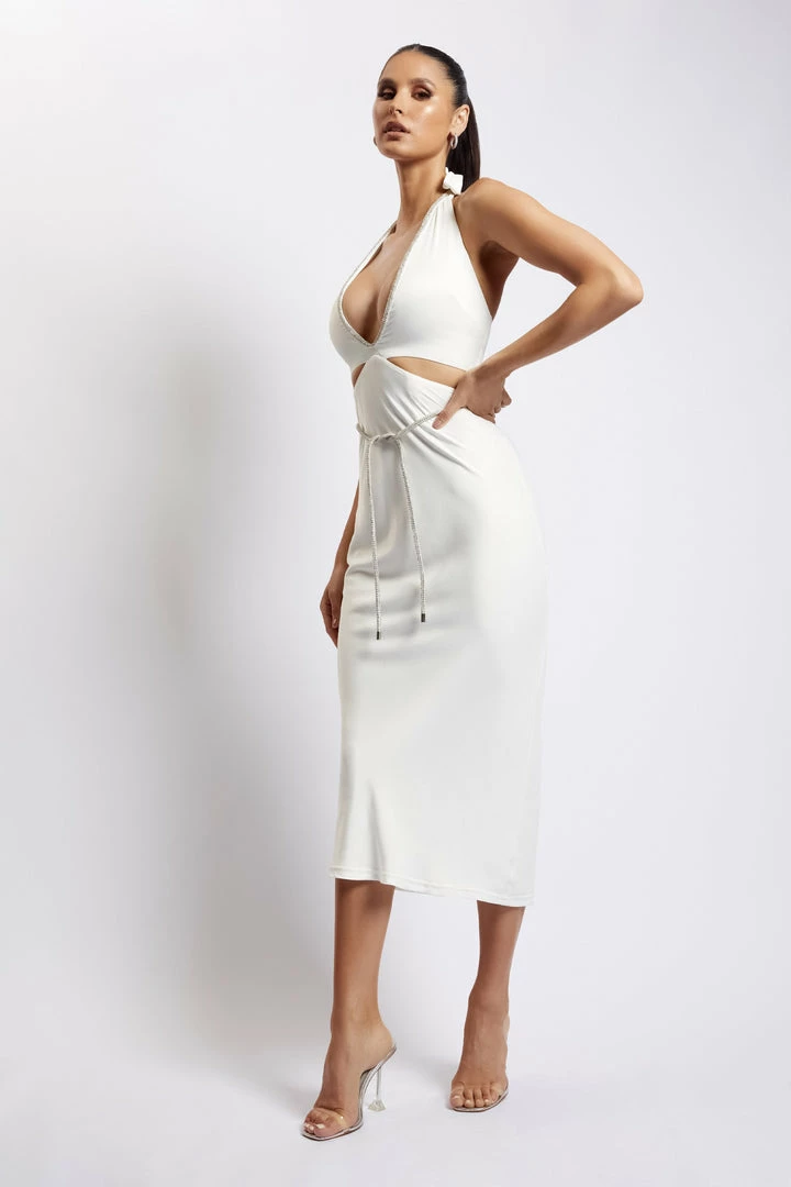 JLW Lila Diamante Rope Midi Dress - White DRESSES 8 JLW Lila Diamante Rope Midi Dress - White DRESSES