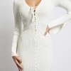 SOP Annika Lace Up Knit Midi Dress - Cream DRESSES