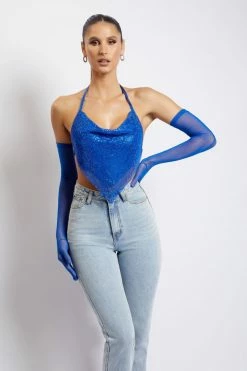 AMC Luna Collection Selena Mesh Gloves - Cobalt Blue