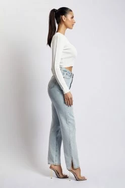 EMS All Tops Nada Pintuck Detail Knitted Top - White