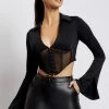 QNG Dania Mesh Long Sleeve Corset - Black