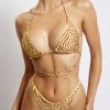 GLD Ariel Triangle Tie Up Bikini Top - Yellow Zebra MESHKI SWIM