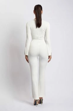 SOP Gemima Flare Knitted Pant - Cream Two Piece Sets