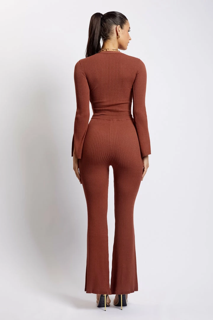 SOP Gemima Lace Up Knit Crop Top - Light Chocolate Two Piece Sets 2 SOP Gemima Lace Up Knit Crop Top - Light Chocolate Two Piece Sets