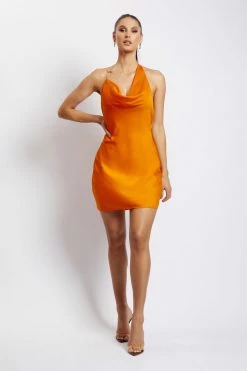 WNT Elodie Cowl Front Chain Mini Dress - Mandarin DRESSES