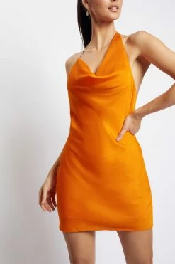 WNT Elodie Cowl Front Chain Mini Dress - Mandarin DRESSES