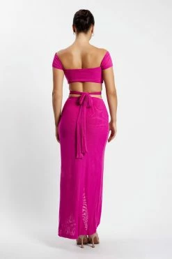 ROM Nicky Twist Front Tie Top - Fuchsia