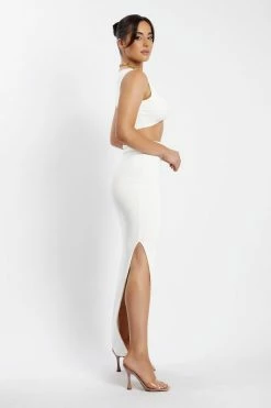 WXI All Tops Angela Twist Front Crop Top - White